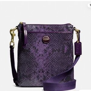Coach Purple Python Embossed Leather Crossbody Bag Euc
